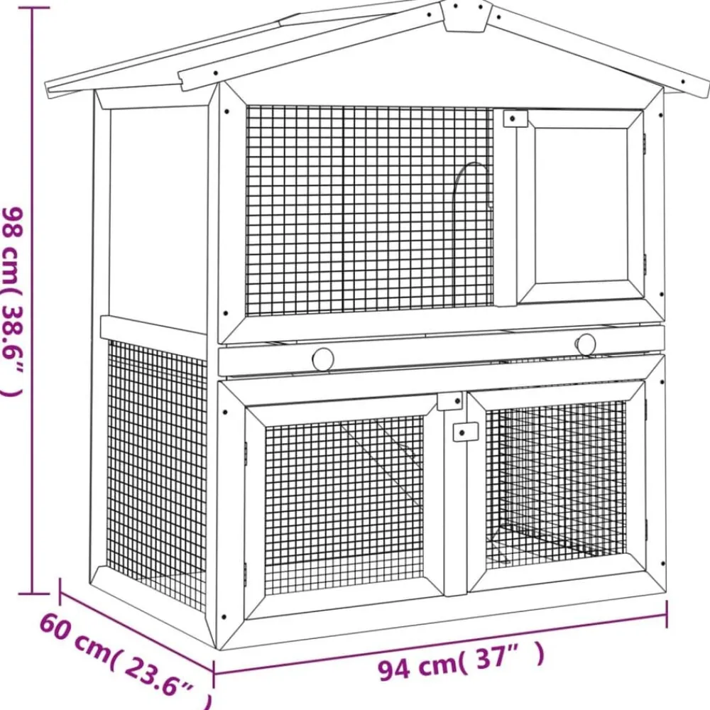 vidaXL Jaula conejera con 3 puertas madera marrón Marrón Online