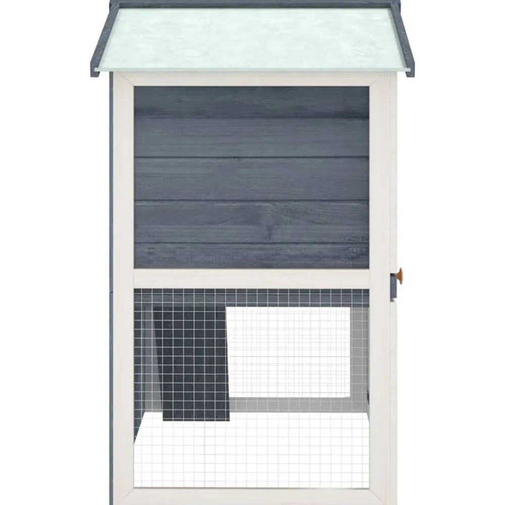 vidaXL Jaula conejera con 3 puertas madera Gris Clearance