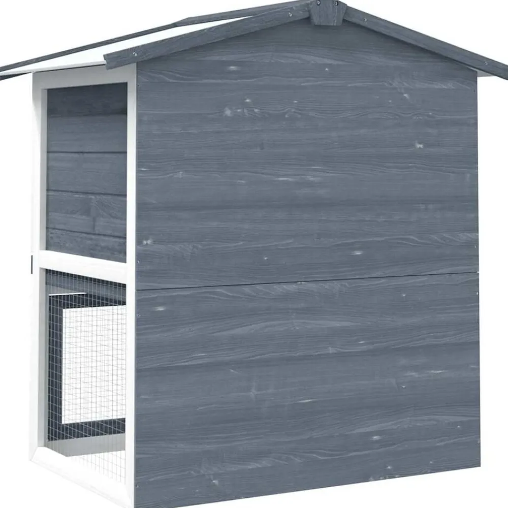 vidaXL Jaula conejera con 3 puertas madera Gris Clearance