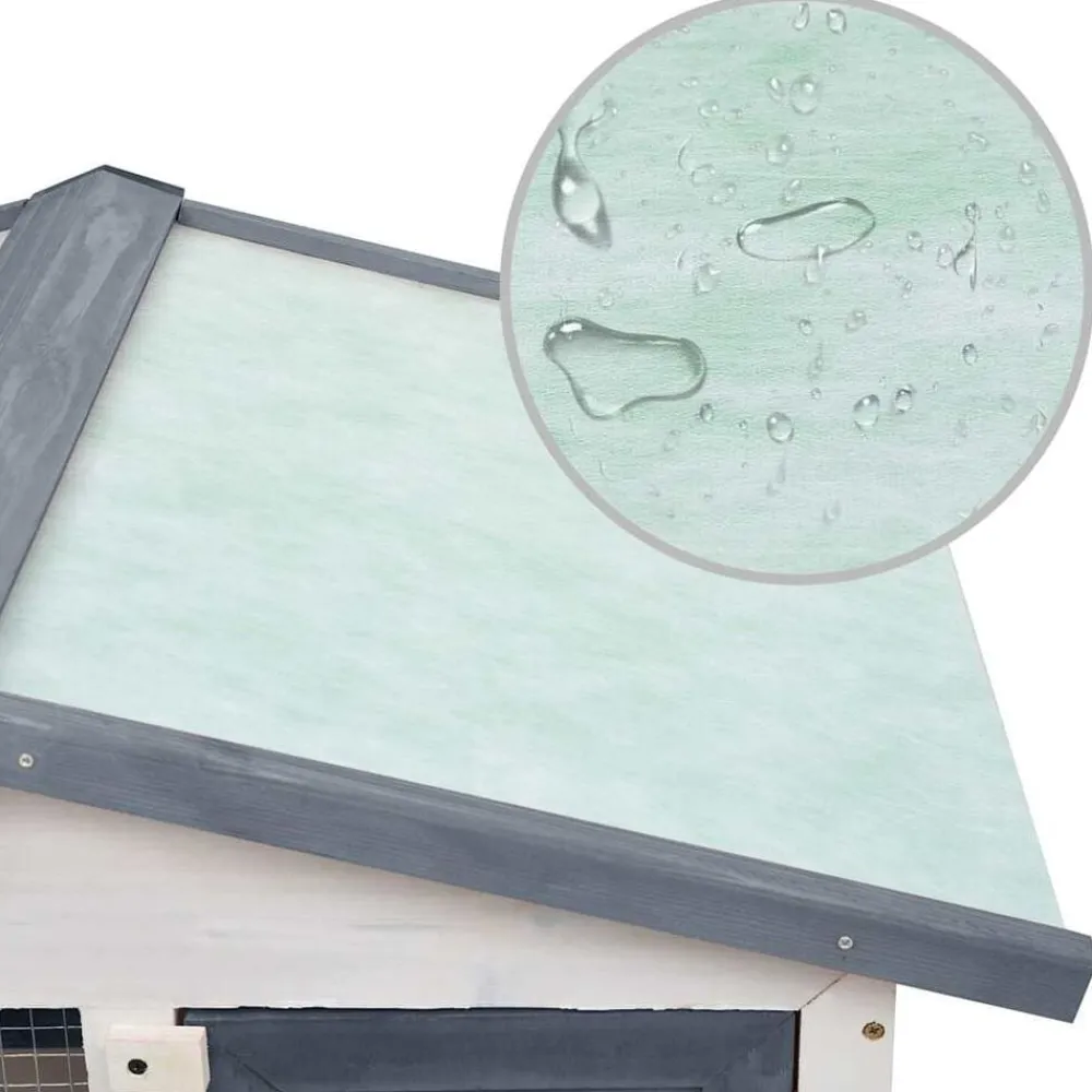 vidaXL Jaula conejera con 3 puertas madera Gris Clearance