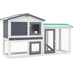 vidaXL Jaula de animales grande madera 145x45x84 cm Gris y blanco Sale