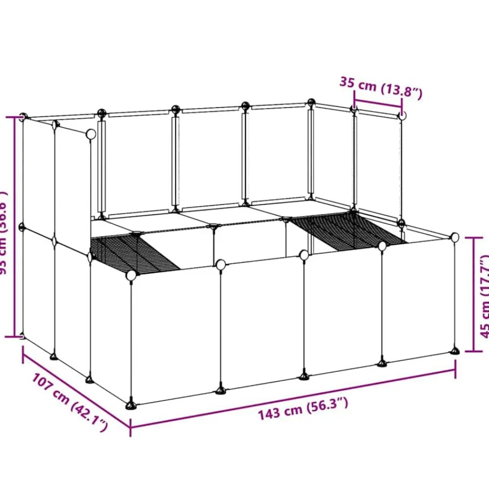 vidaXL Productos Para Mascotas-Jaula de animales pequeños 143x107x93 cm PP y acero