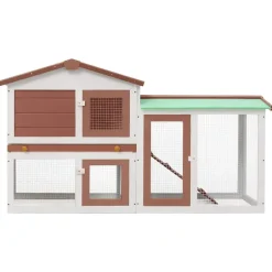 vidaXL Jaula de animales grande madera marrón y blanco 145x45x84 cm Marrón y blanco Online