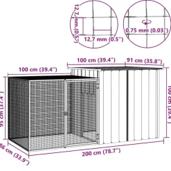 vidaXL Productos Para Mascotas-Jaula de gallinas acero galvanizado 200x91x100 cm