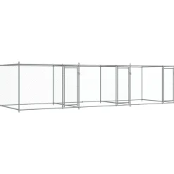 vidaXL Productos Para Mascotas-Jaula de perros con puertas acero galvanizado gris 6x2x1,5 m