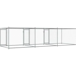 vidaXL Productos Para Mascotas-Jaula de perros con puertas acero galvanizado gris 6x2x1,5 m