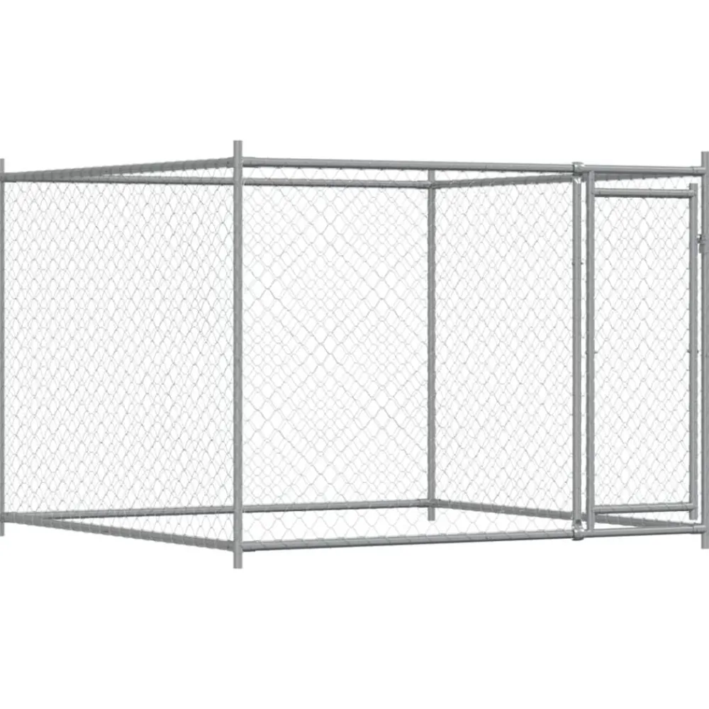 vidaXL Productos Para Mascotas-Jaula de perros con puertas acero galvanizado gris 6x2x1,5 m