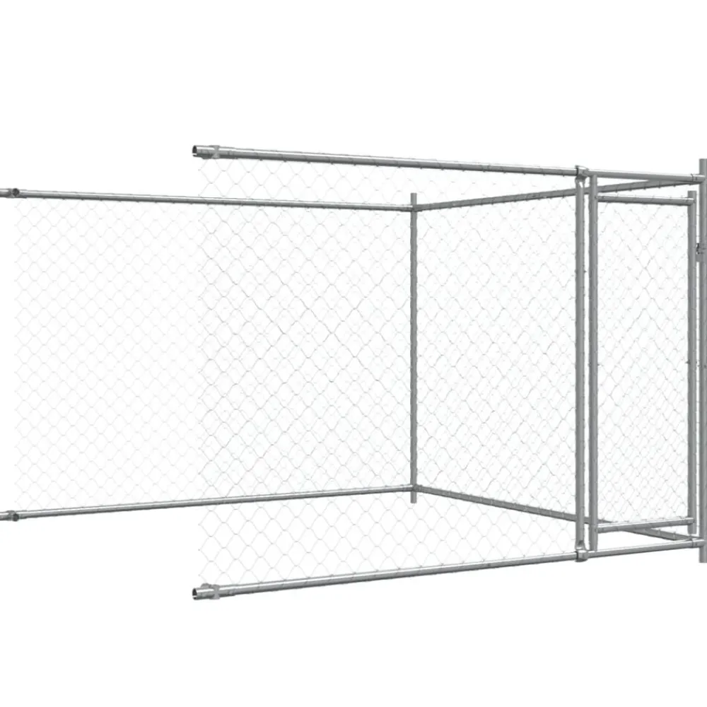 vidaXL Productos Para Mascotas-Jaula de perros con puertas acero galvanizado gris 6x2x1,5 m