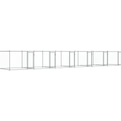 vidaXL Productos Para Mascotas-Jaula de perros con puertas acero galvanizado gris 12x2x1,5 m