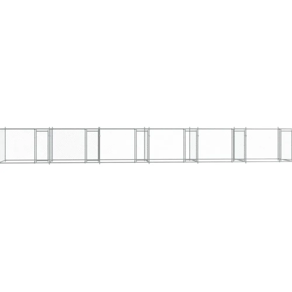 vidaXL Productos Para Mascotas-Jaula de perros con puertas acero galvanizado gris 12x2x1,5 m