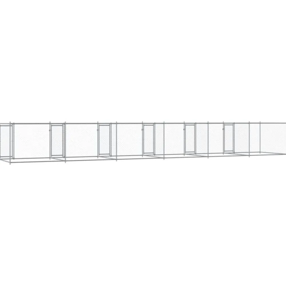 vidaXL Productos Para Mascotas-Jaula de perros con puertas acero galvanizado gris 12x2x1,5 m