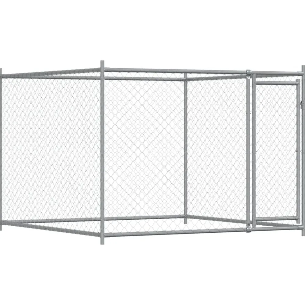 vidaXL Productos Para Mascotas-Jaula de perros con puertas acero galvanizado gris 12x2x1,5 m