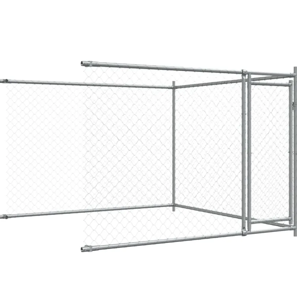 vidaXL Productos Para Mascotas-Jaula de perros con puertas acero galvanizado gris 12x2x1,5 m