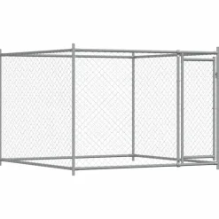 vidaXL Jaula de perros con puerta acero galvanizado gris 2x2x1,5 m Outlet