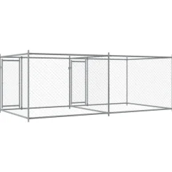 vidaXL Productos Para Mascotas-Jaula de perros con puertas acero galvanizado gris 4x2x1,5 m
