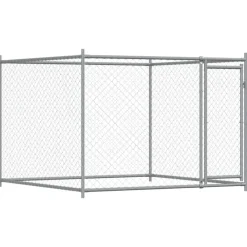 vidaXL Productos Para Mascotas-Jaula de perros con puertas acero galvanizado gris 4x2x1,5 m