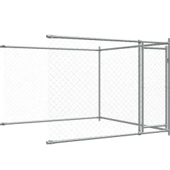 vidaXL Productos Para Mascotas-Jaula de perros con puertas acero galvanizado gris 4x2x1,5 m