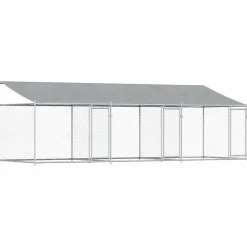 vidaXL Productos Para Mascotas-Jaula de perros techo y puertas acero galvanizado gris 6x2x2 m