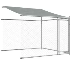 vidaXL Productos Para Mascotas-Jaula de perros techo y puertas acero galvanizado gris 6x2x2 m