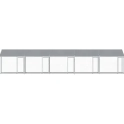 vidaXL Productos Para Mascotas-Jaula de perros techo y puertas acero galvanizado gris 10x2x2 m