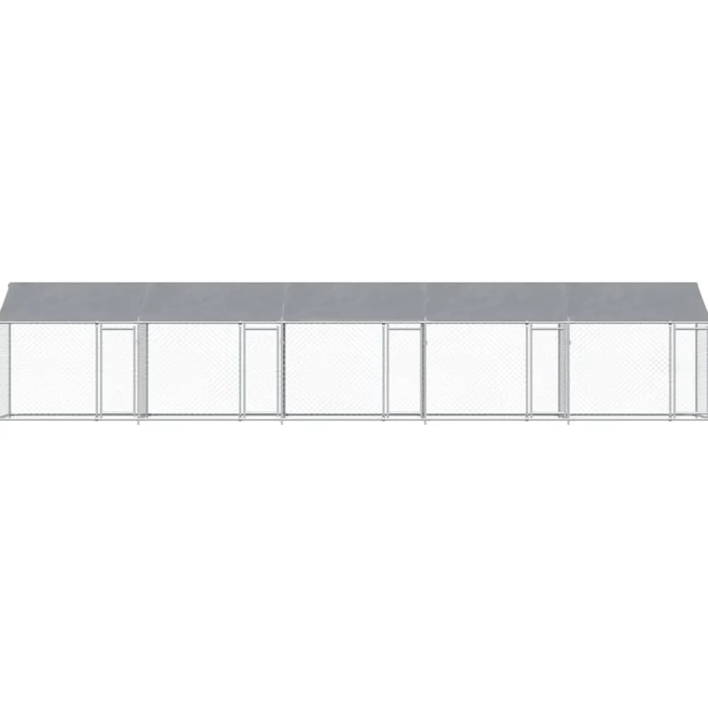 vidaXL Productos Para Mascotas-Jaula de perros techo y puertas acero galvanizado gris 10x2x2 m