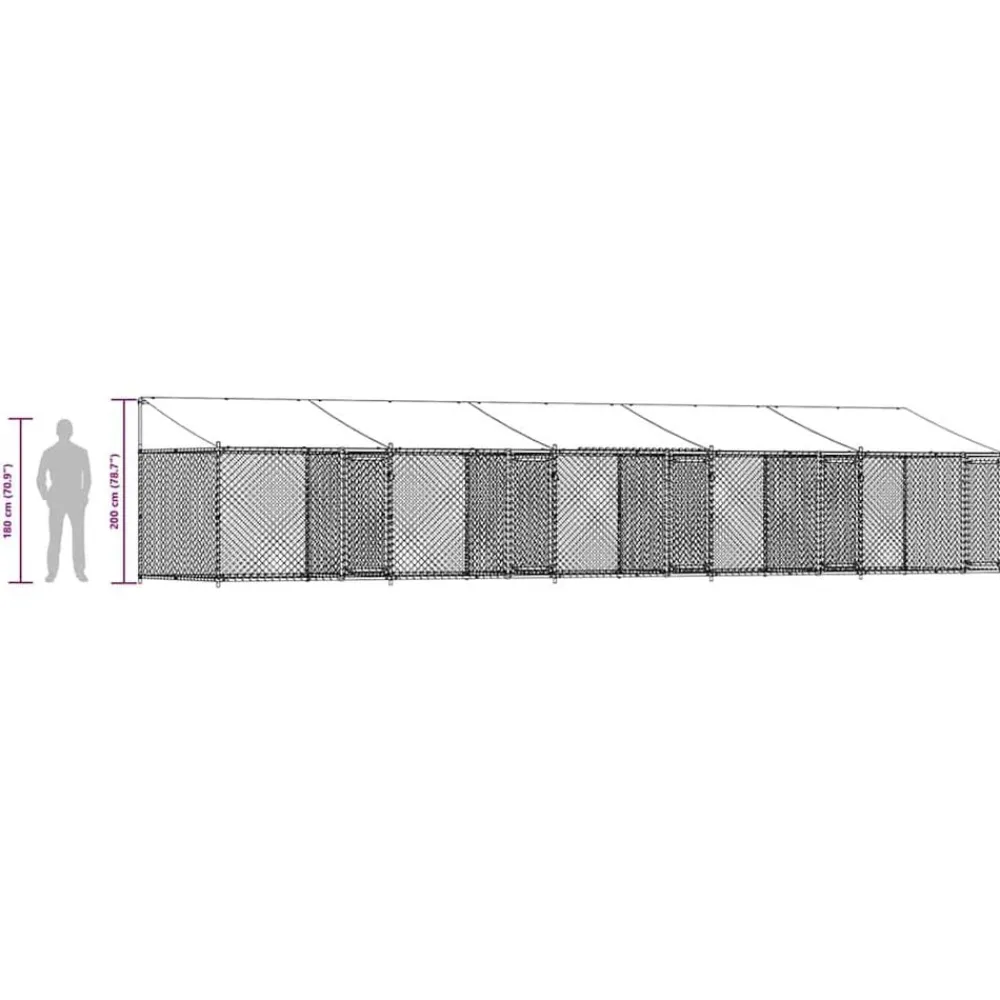 vidaXL Productos Para Mascotas-Jaula de perros techo y puertas acero galvanizado gris 10x2x2 m