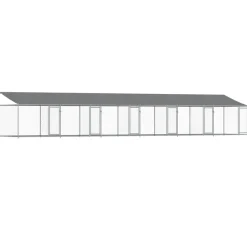 vidaXL Jaula de perros techo y puertas acero galvanizado gris 12x2x2 m Clearance