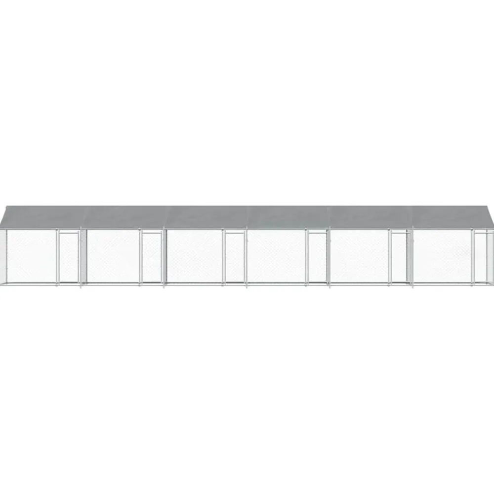 vidaXL Jaula de perros techo y puertas acero galvanizado gris 12x2x2 m Clearance