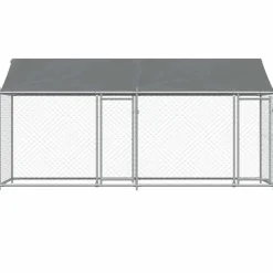 vidaXL Productos Para Mascotas-Jaula de perros techo y puertas acero galvanizado gris 4x2x2 m