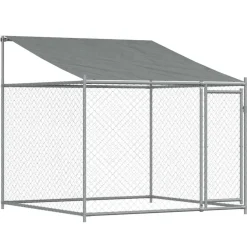 vidaXL Productos Para Mascotas-Jaula de perros techo y puertas acero galvanizado gris 4x2x2 m