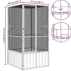 vidaXL Jaula de pájaros acero galvanizado 111x107x211,5 cm Antracita Best