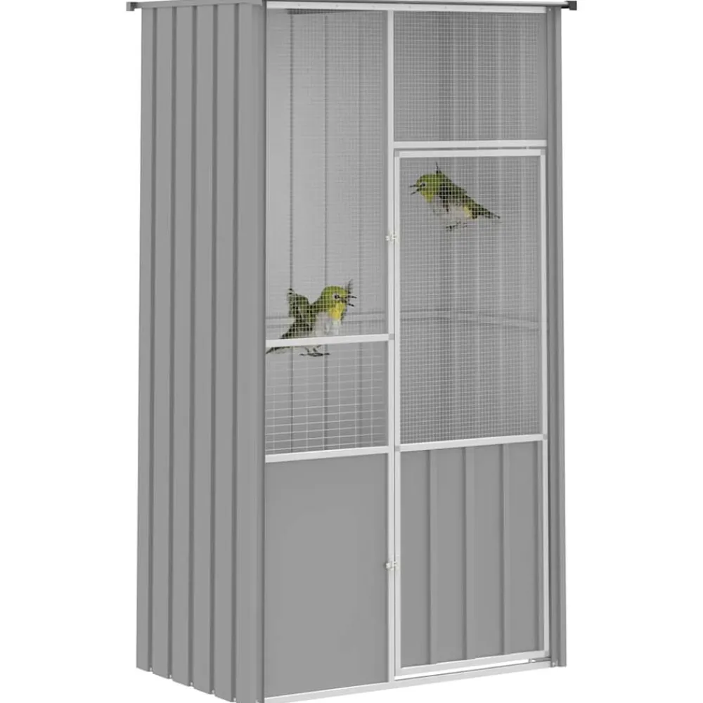 vidaXL Productos Para Mascotas-Jaula de pájaros acero galvanizado 115x78x200 cm