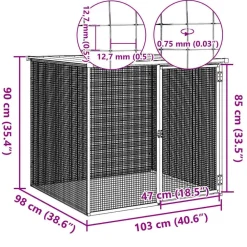 vidaXL Productos Para Mascotas-Jaula gallinas y toldo acero galvanizado 103x98x90 cm