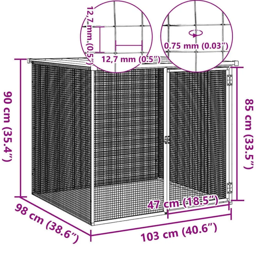 vidaXL Productos Para Mascotas-Jaula gallinas y toldo acero galvanizado 103x98x90 cm
