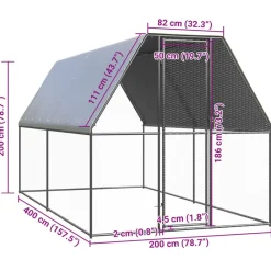 vidaXL Productos Para Mascotas-Jaula gallinero de exterior de acero galvanizado 2x4x2 m