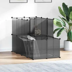 vidaXL Jaula para animales pequeños PP y acero 142x74x93 cm Negro