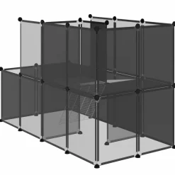 vidaXL Jaula para animales pequeños PP y acero 142x74x93 cm Negro