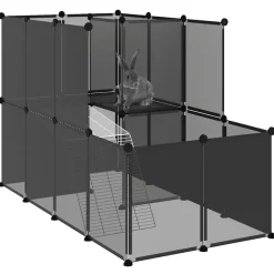 vidaXL Jaula para animales pequeños PP y acero 142x74x93 cm Negro