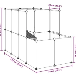vidaXL Jaula para animales pequeños PP y acero 142x74x93 cm Negro