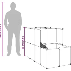 vidaXL Jaula para animales pequeños PP y acero 142x74x93 cm Negro