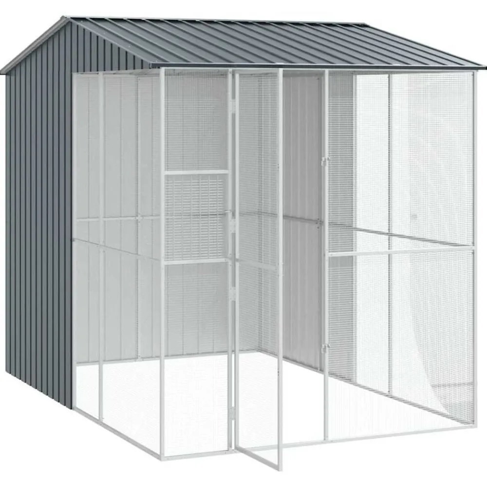 vidaXL Jaula para Aves 215 x 310 x 247 cm Acero Galvanizado Antracita Outlet