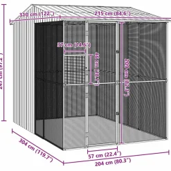 vidaXL Jaula para Aves 215 x 310 x 247 cm Acero Galvanizado Antracita Outlet