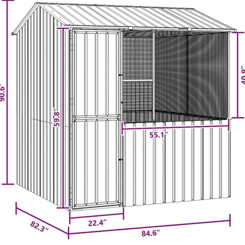 vidaXL Jaula para Aves Antracita 215 x 209 x 230 cm Acero Galvanizado Sale