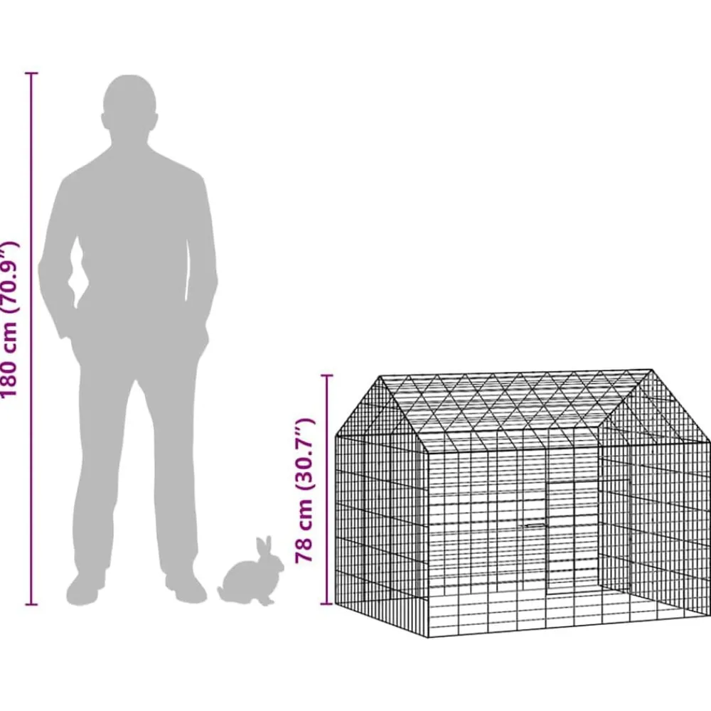 vidaXL Productos Para Mascotas-Jaula para conejos Plateado 400 x 78 x 78 cm Acero Galvanizado