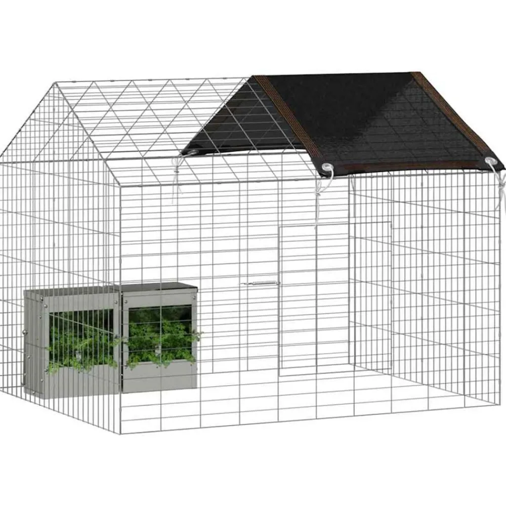 vidaXL Jaula para conejos Plateado 400 x 78 x 78 cm Acero Galvanizado Sale