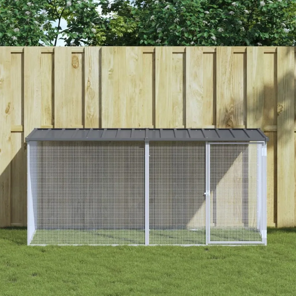 vidaXL Jaula para gallinas con techo de acero galvanizado 203x98x90 cm Antracita Hot