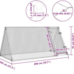 vidaXL Productos Para Mascotas-Jaula para gallinas acero galvanizado plateado 200x105x91 cm