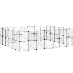vidaXL Jaula para mascotas de 52 paneles puerta acero negro 35x35 cm Hot