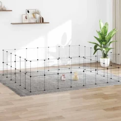vidaXL Jaula para mascotas de 52 paneles puerta acero negro 35x35 cm Hot