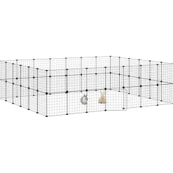 vidaXL Jaula para mascotas de 52 paneles puerta acero negro 35x35 cm Hot